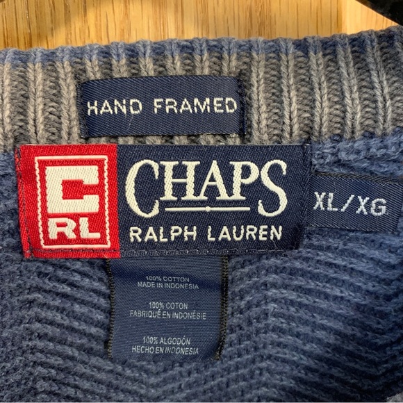 Vintage 90’s Chaps Ralph Lauren Hand Framed Blue Crewneck Sweater Men's Size XL - Picture 4 of 4